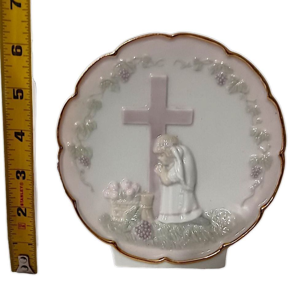 Praying Girl Porcelain Night Light Lamp Boudoir Bedside Religious Cross Vintage. - Picture 2 of 15